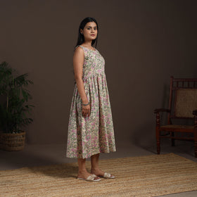 Beige - hand flared sanganeri dress 12 - handcrafted