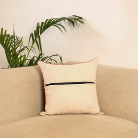 Beige - hand kalamkari cushion cover 23 - handcrafted