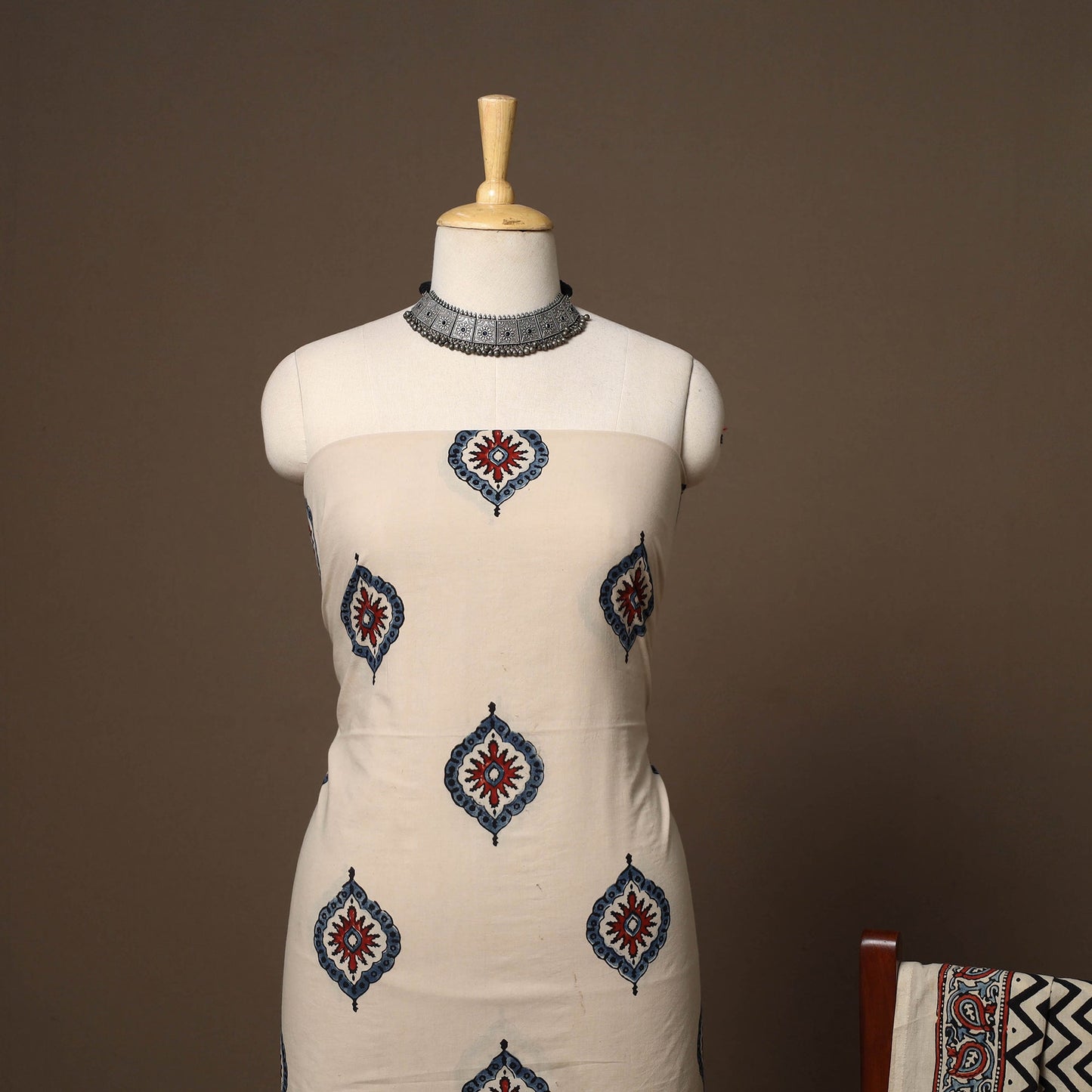 Beige - hand natural dyed 2pc cotton unstitched dress