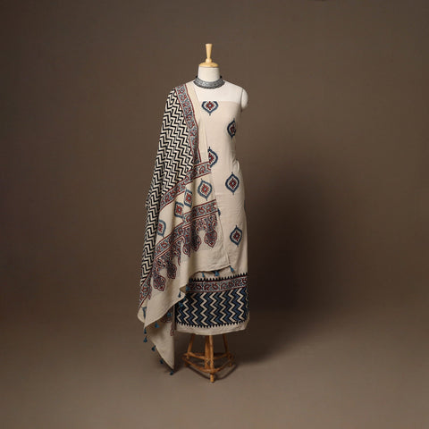 Beige - hand natural dyed 2pc cotton unstitched dress