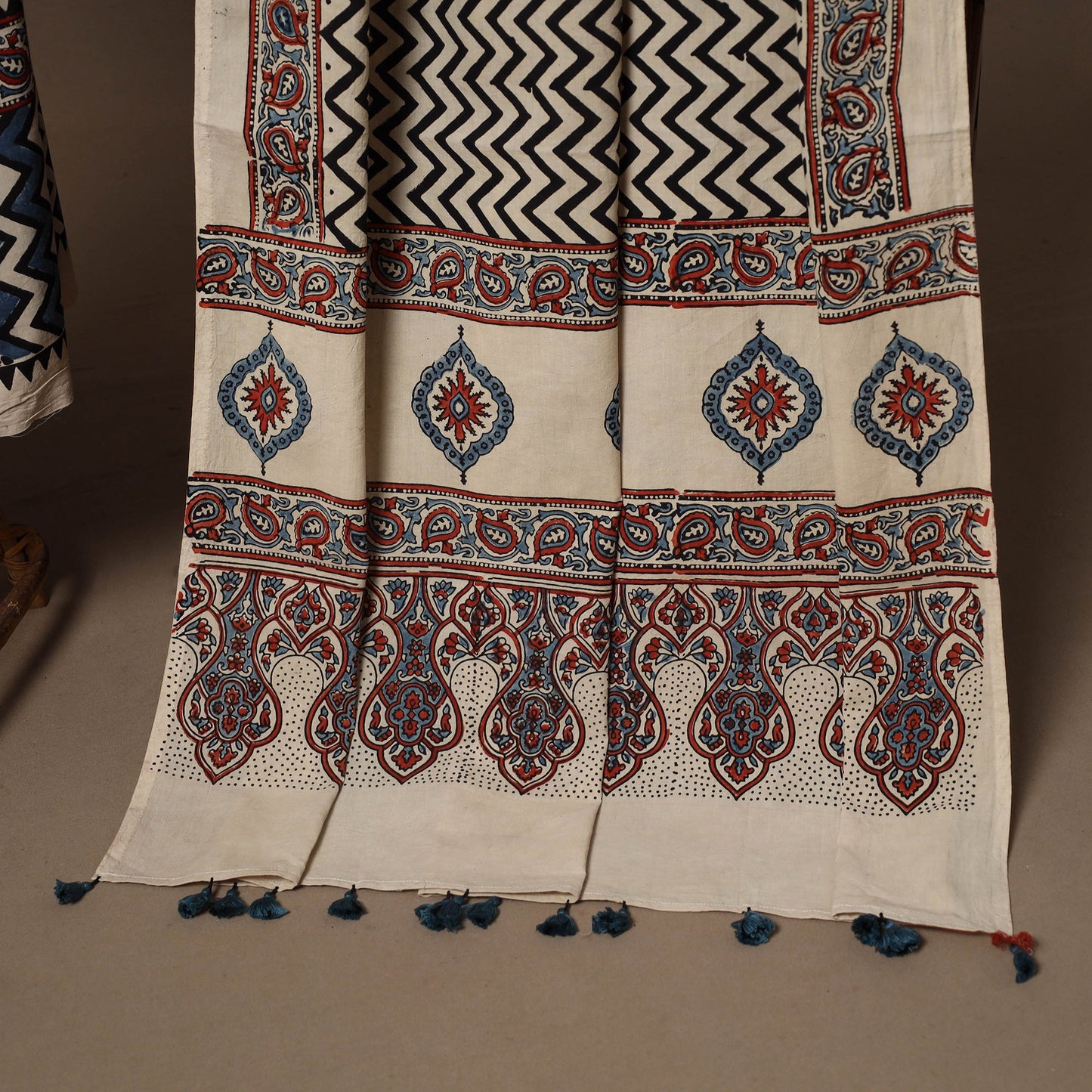 Beige - hand natural dyed 2pc cotton unstitched dress