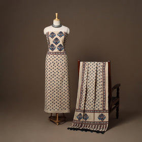 Beige - hand natural dyed 2pc cotton unstitched dress