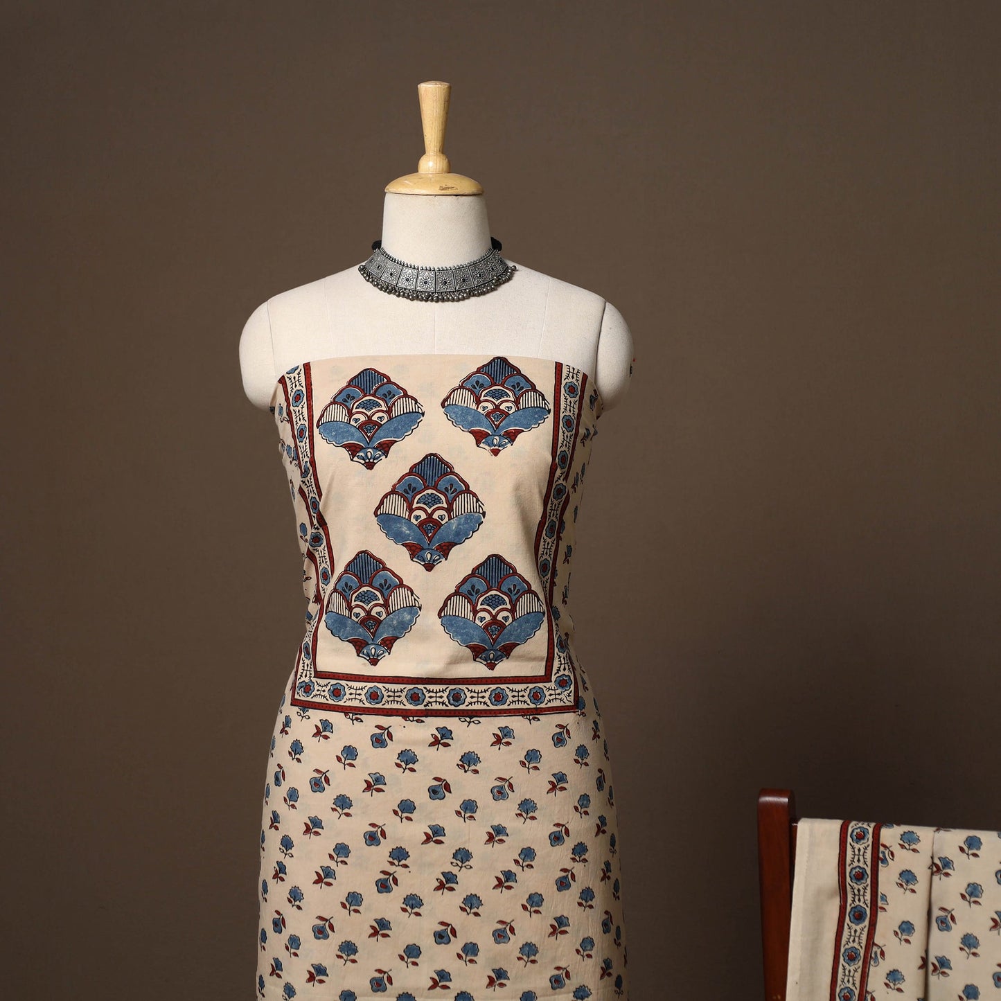 Beige - hand natural dyed 2pc cotton unstitched dress