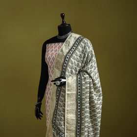 Hand natural dyed dola silk zari border dupatta