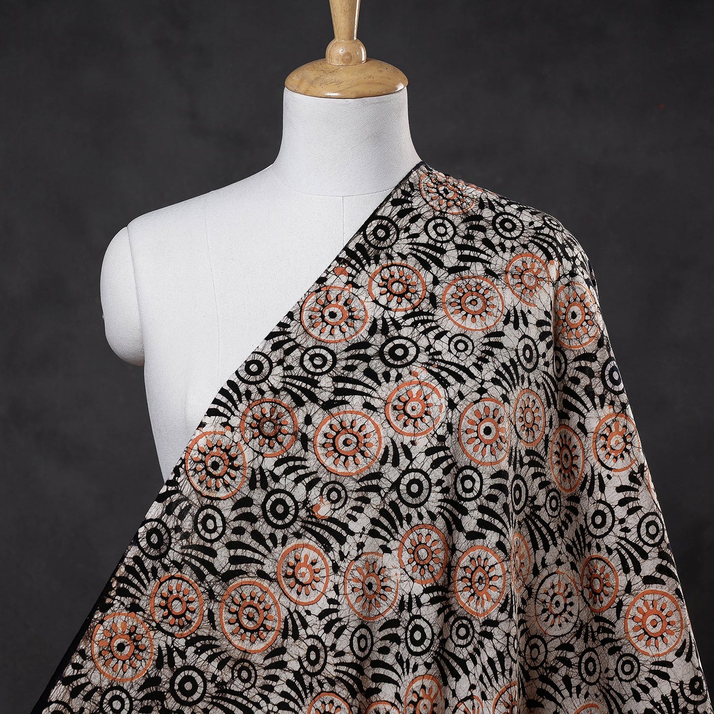  Beige Hand Printed Cotton Batik Fabric