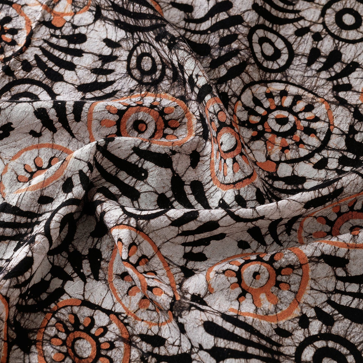  Beige Hand Printed Cotton Batik Fabric
