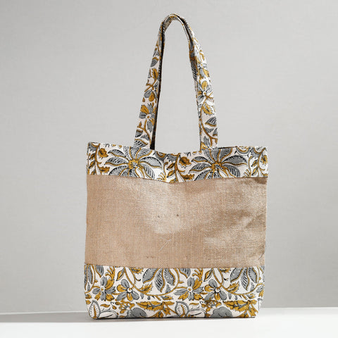  Hand Block Printed Jute Shoulder Bag 