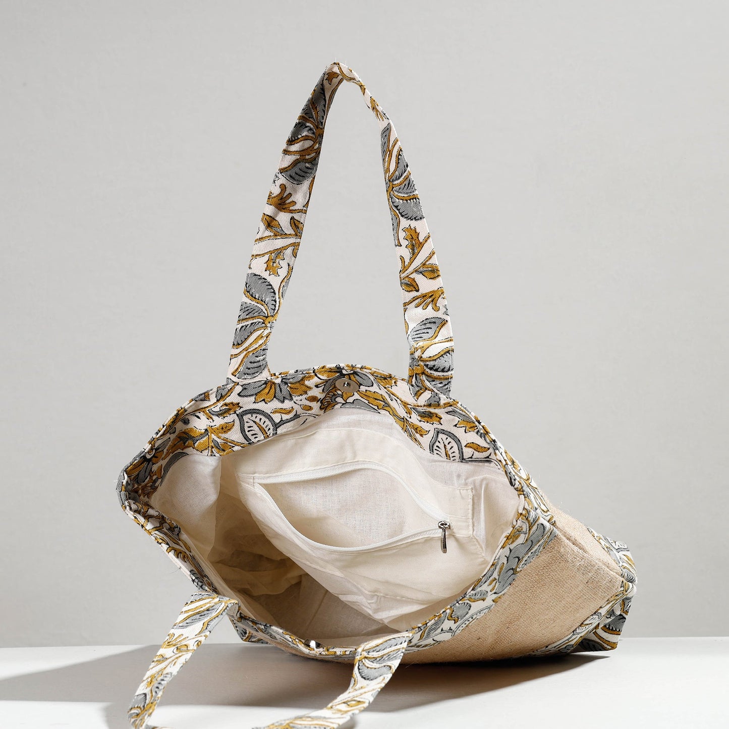  Hand Block Printed Jute Shoulder Bag 