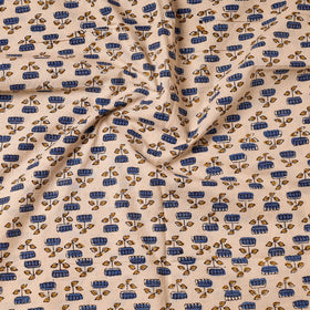 Beige Ajrakh Hand Block Printing Cotton Precut Fabric