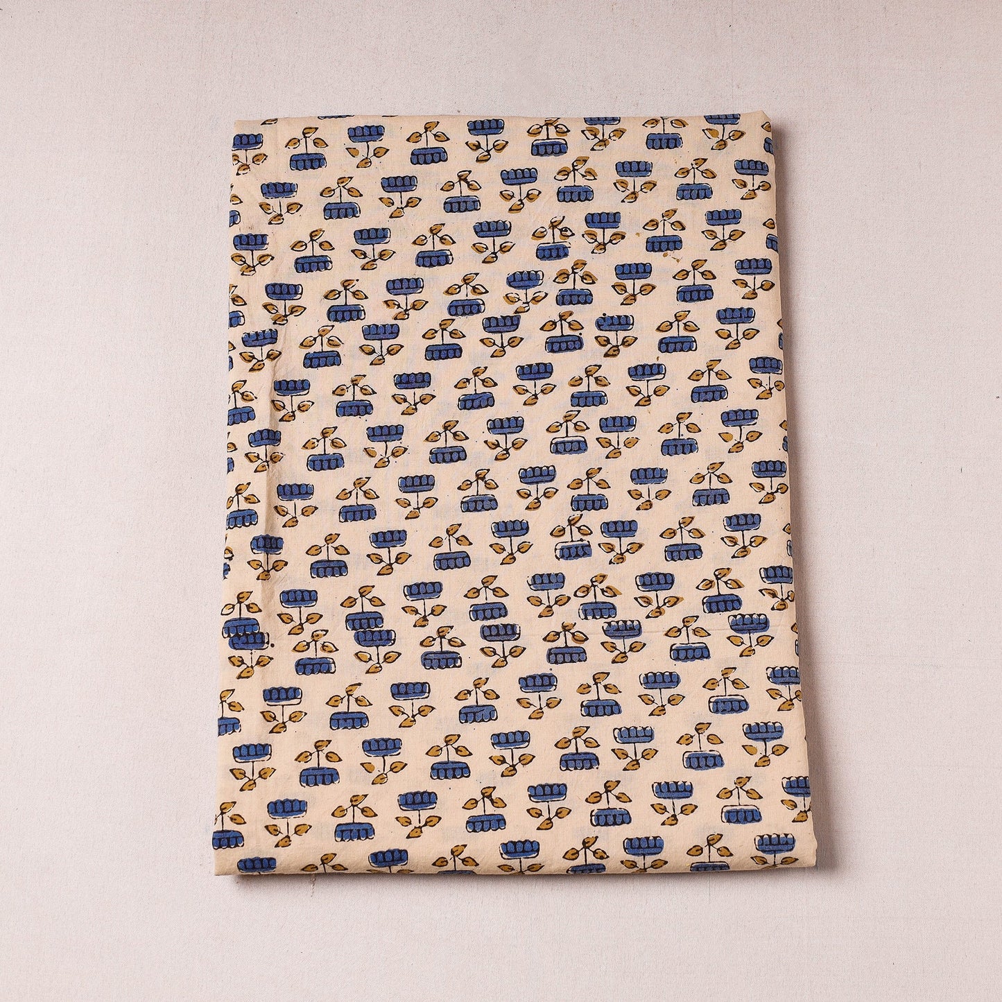 Beige Ajrakh Hand Block Printing Cotton Precut Fabric