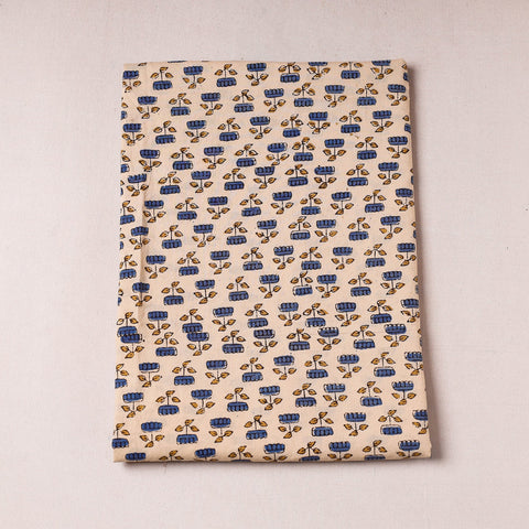 Beige Ajrakh Hand Block Printing Cotton Precut Fabric