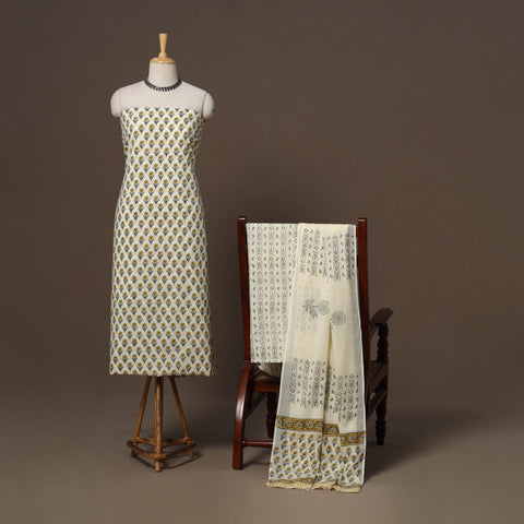 Hand sanganeri cotton 3pc unstitched dress material 01