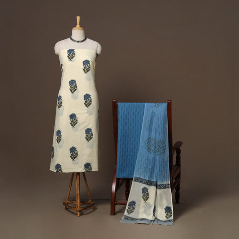 Hand sanganeri cotton 3pc unstitched dress material 09