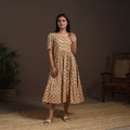 Beige - hand tiered sanganeri dress 04 - handcrafted