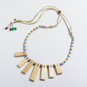  Handcrafted Bamboo Necklace with Green Beads 
