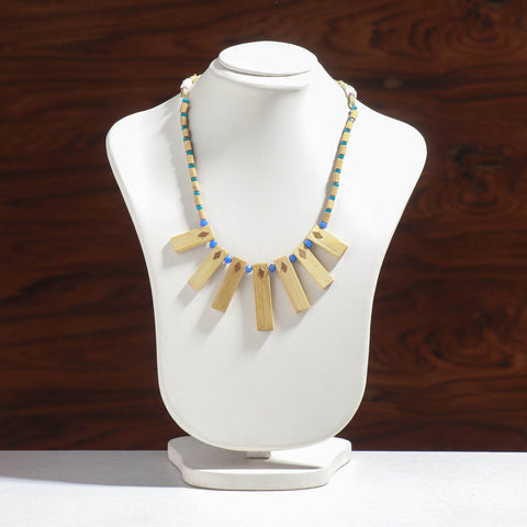  Handcrafted Bamboo Necklace with Green Beads 