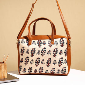  Handcrafted Ajrakh Block Printed Modal Silk Laptop Bag 