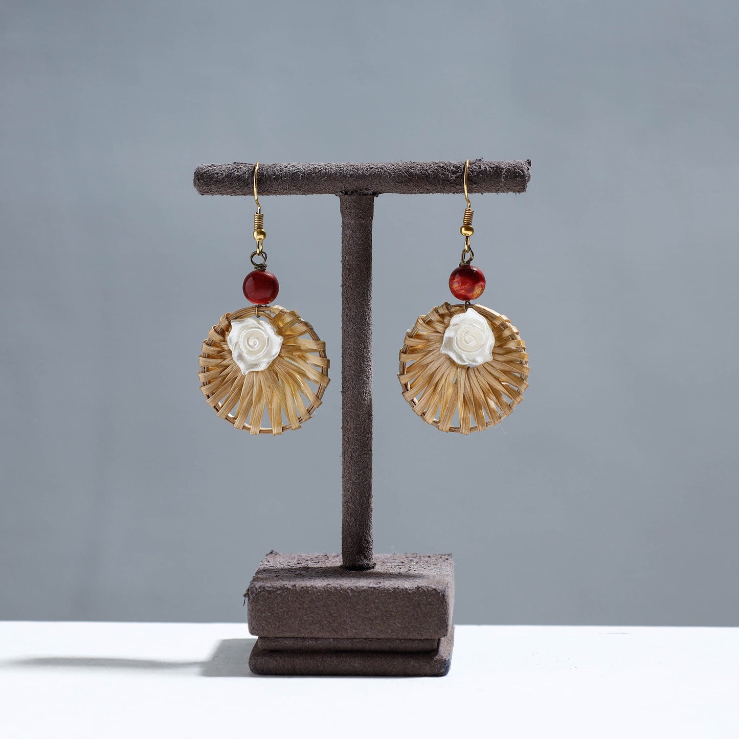 Buy Handcrafted Bamboo Earrings with Flower Bead Online at iTokri.com