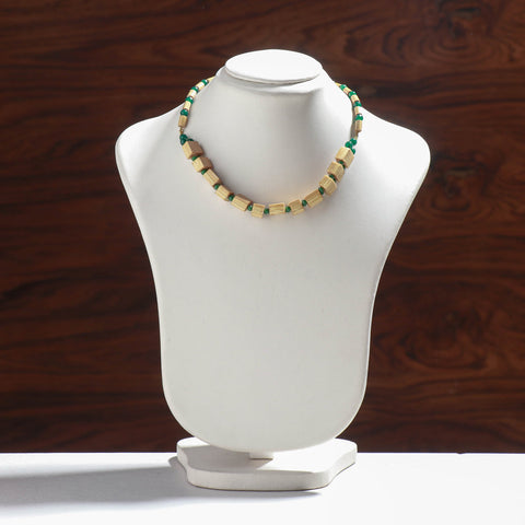 Buy Handcrafted Bamboo Necklace with Green Beads Online