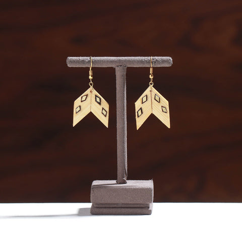  Handcrafted Rectangle Shaped Bamboo Earrings 