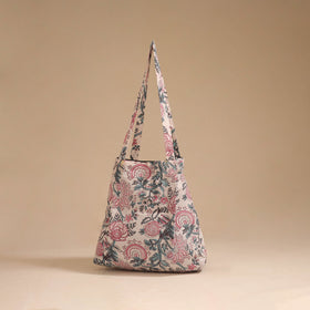 Beige - handcrafted cotton jhola bag 12