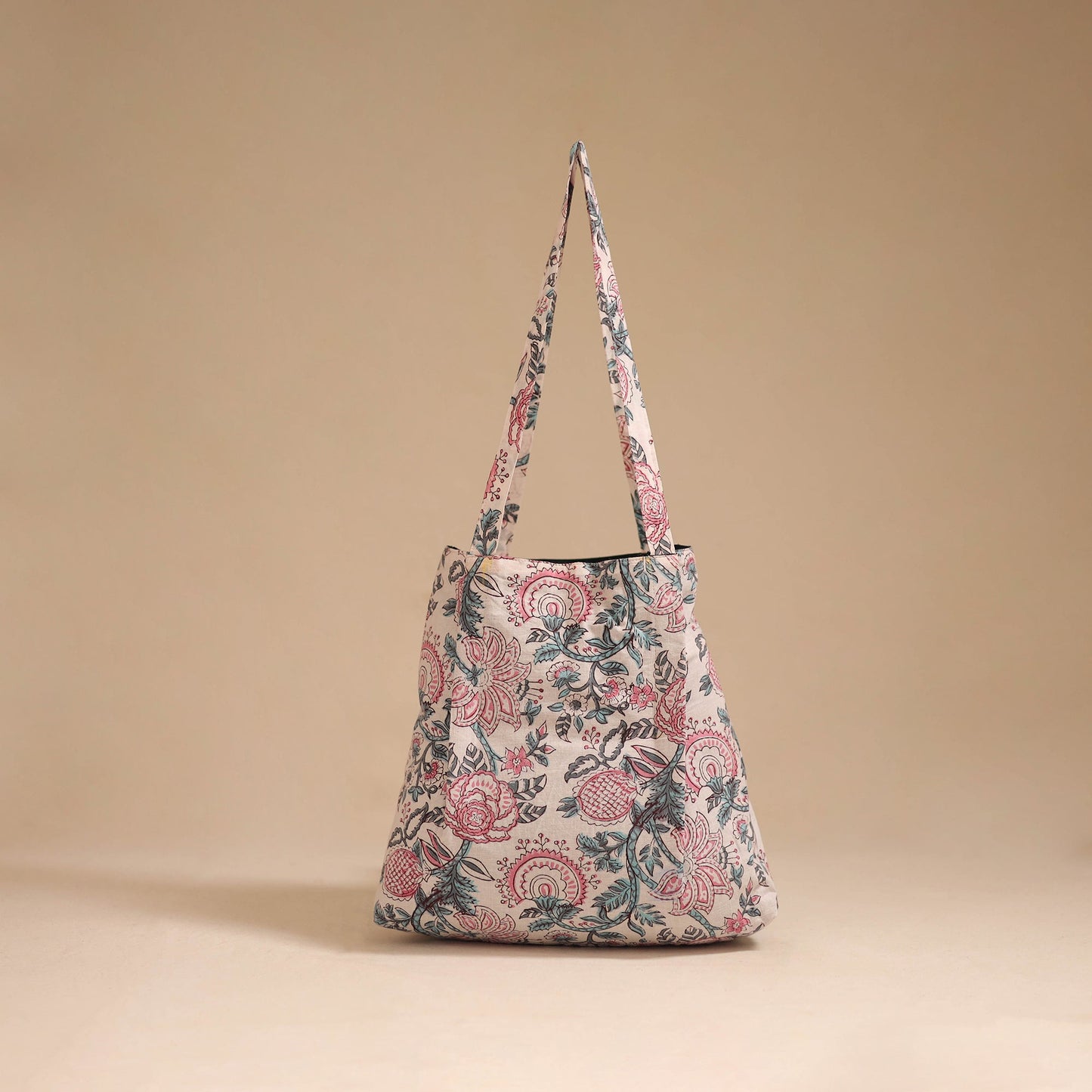 Beige - handcrafted cotton jhola bag 12