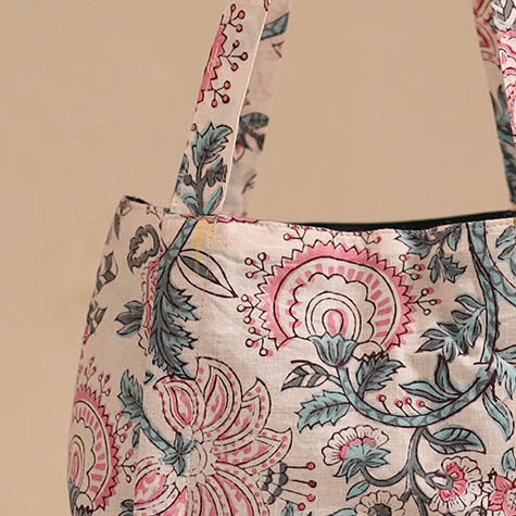 Beige - handcrafted cotton jhola bag 12