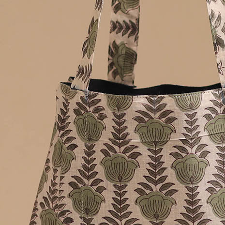 Beige - handcrafted cotton jhola bag 35