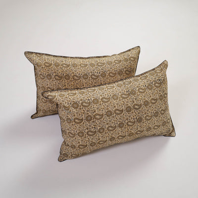  Beige Handcrafted Cotton Pillow Cover (Set of 2)