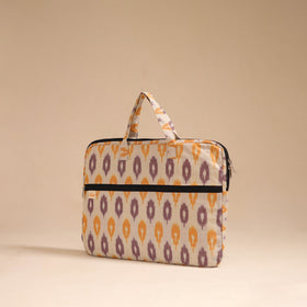 Beige - handcrafted cotton quilted laptop bag 05