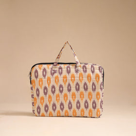 Beige - handcrafted cotton quilted laptop bag 05