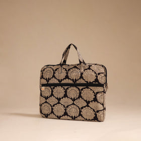 Beige - handcrafted cotton quilted laptop bag 34