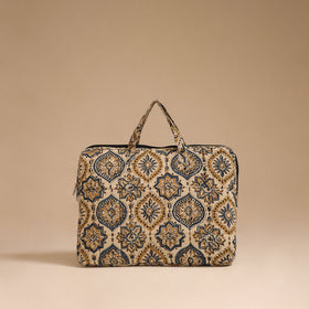 Beige - handcrafted cotton quilted laptop bag 43
