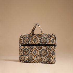 Beige - handcrafted cotton quilted laptop bag 43