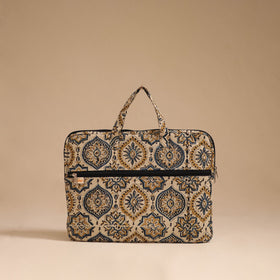 Beige - handcrafted cotton quilted laptop bag 43