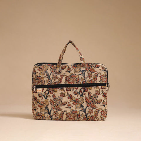 Beige - handcrafted cotton quilted laptop bag 54