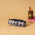 Beige - handcrafted cotton quilted pencil pouch 08