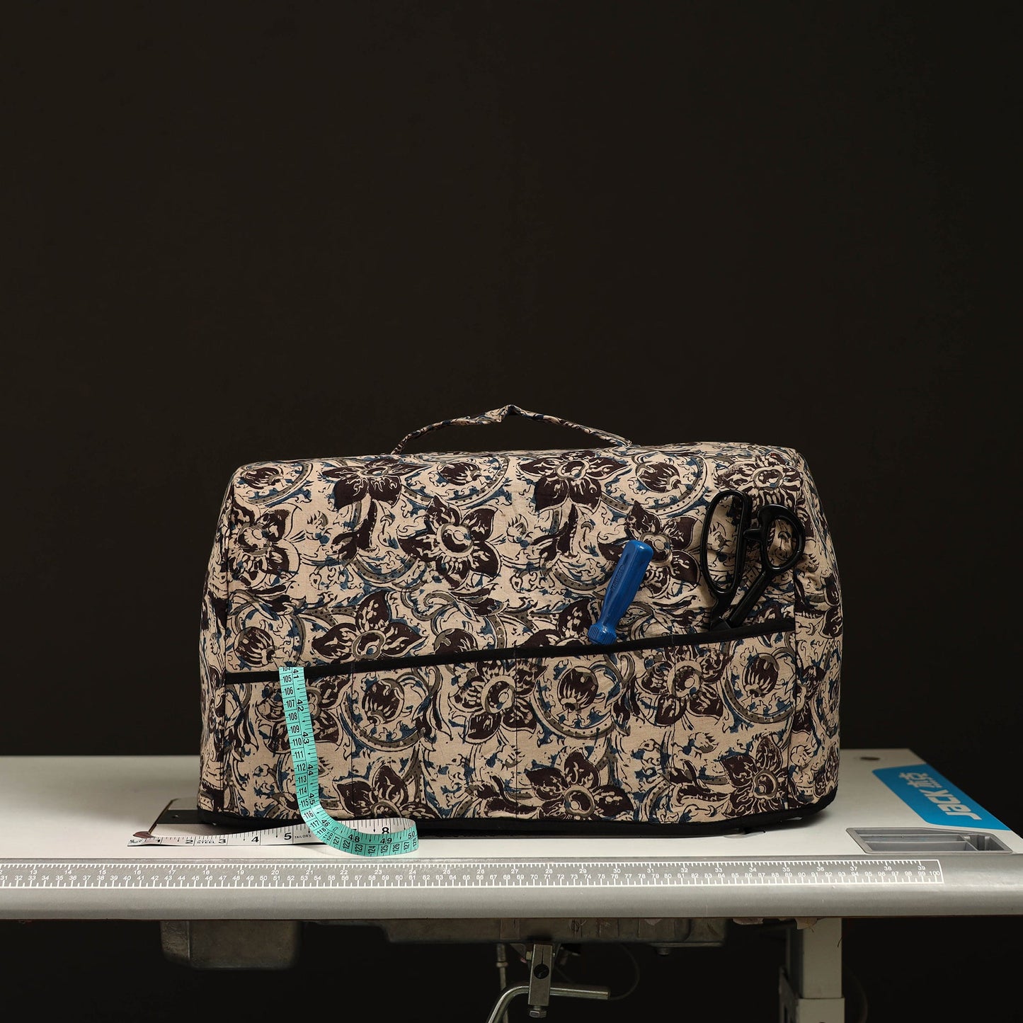 Handcrafted Cotton Beige Sewing Machine Cover 