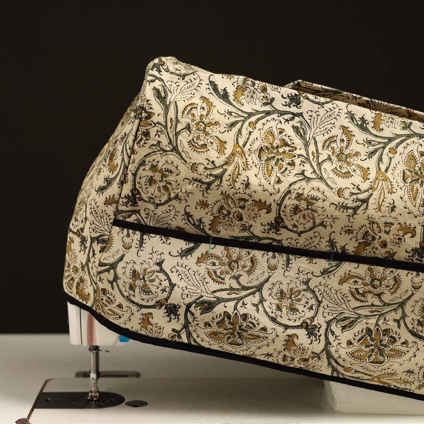 Beige Handcrafted Cotton Sewing Machine Cover 