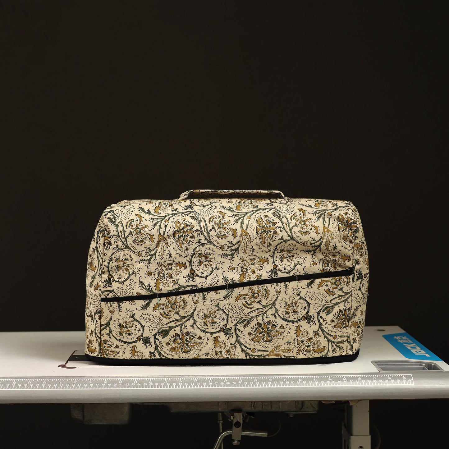 Beige Handcrafted Cotton Sewing Machine Cover 