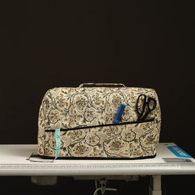 Beige Handcrafted Cotton Sewing Machine Cover 