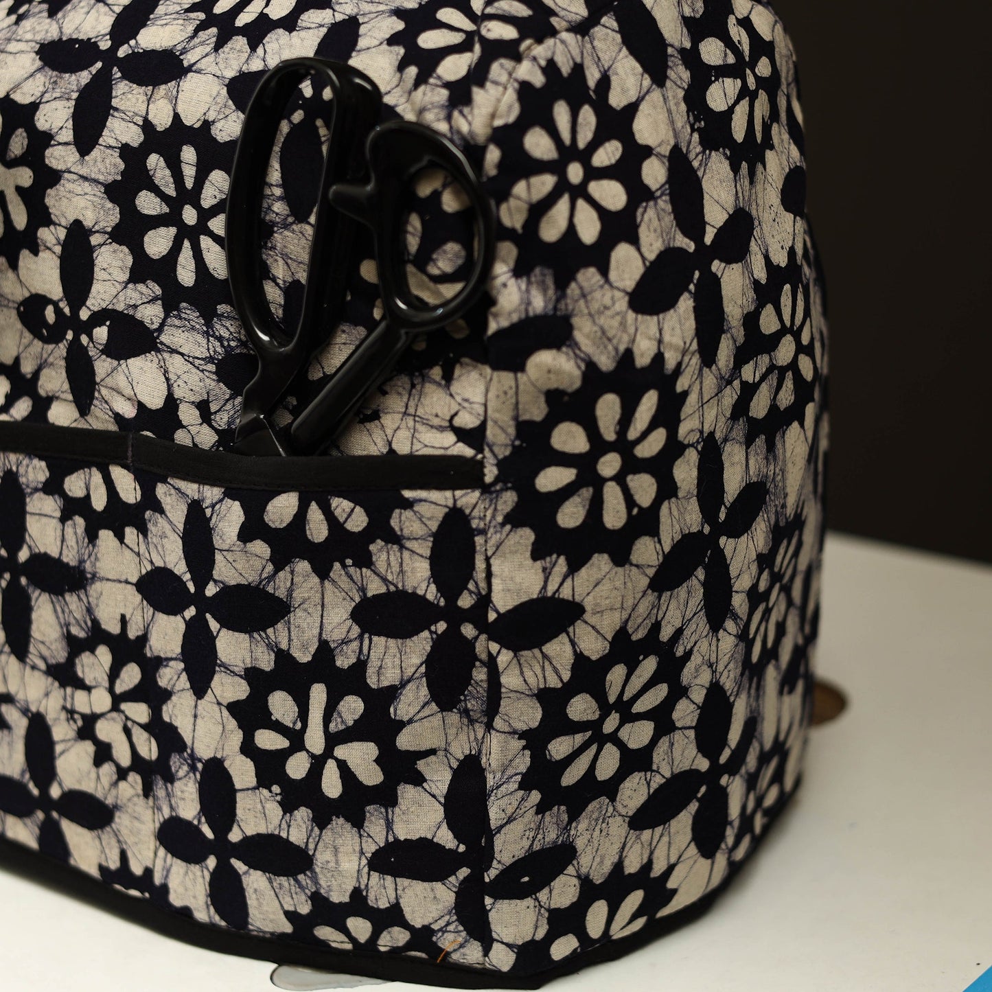 Beige Handcrafted Cotton Sewing Machine Cover 