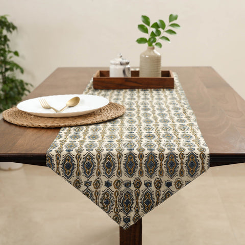Beige Handcrafted Cotton Table Runner