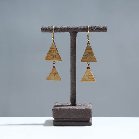  Handcrafted Double Triangle Shaped Bamboo Earrings 