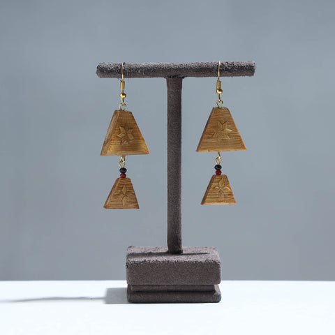 Handcrafted Double Triangle Shaped Bamboo Earrings