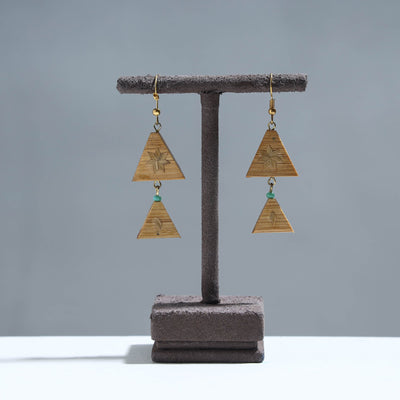 Handcrafted Double Triangle Shaped Bamboo Earrings