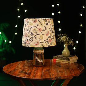 Beige - handcrafted floral fabric lamp shade 05