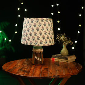 Beige - handcrafted floral fabric lamp shade 06