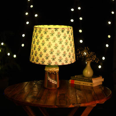 Beige - handcrafted floral fabric lamp shade 06