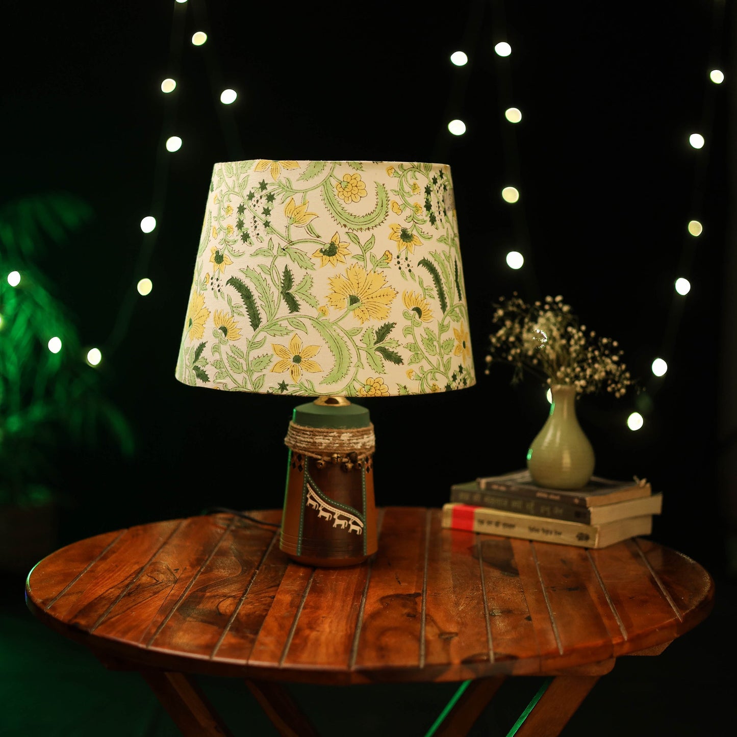 Beige - handcrafted floral fabric lamp shade 20